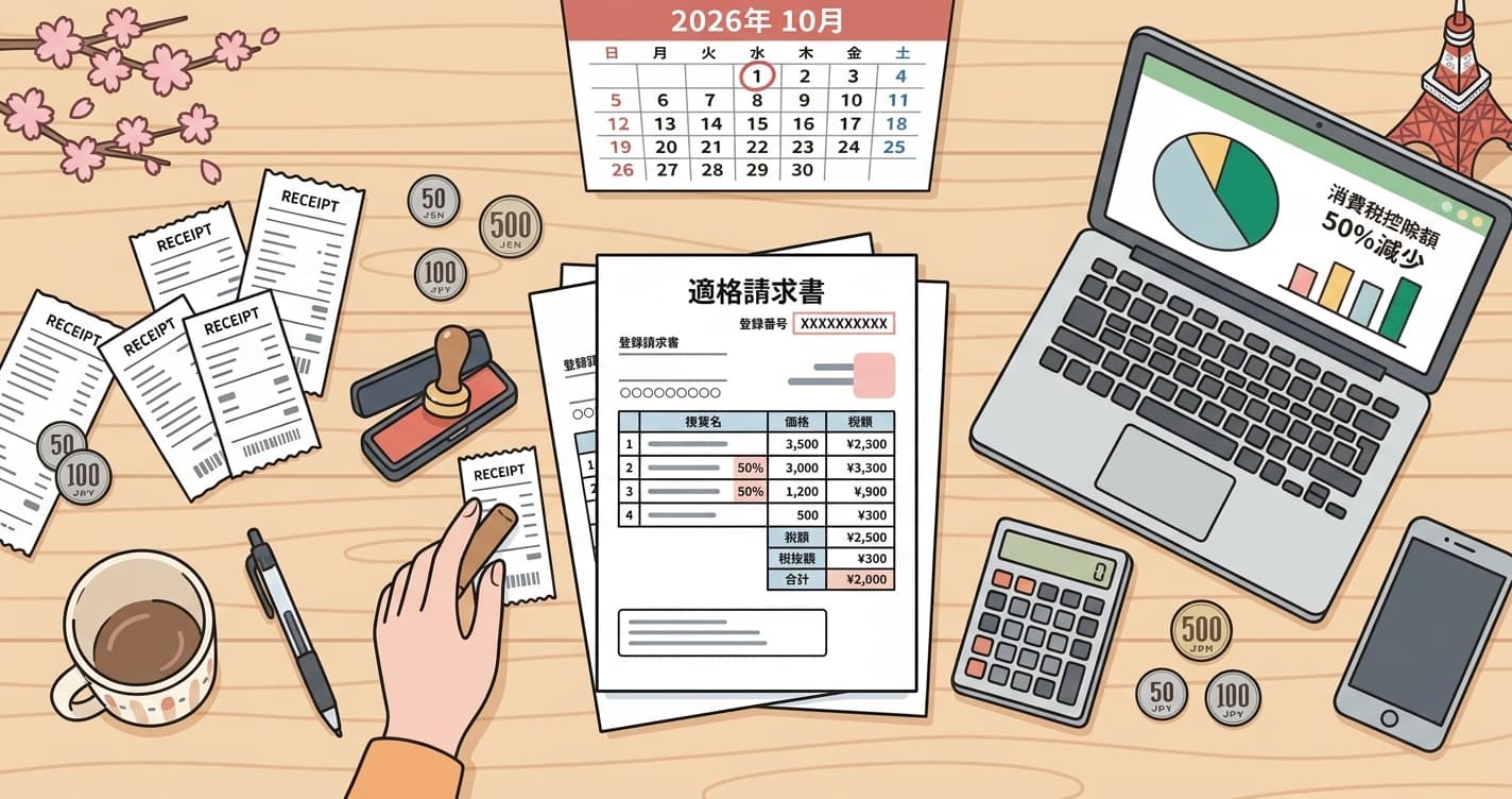 2026年10月インボイス制度改正【消費税仕入控除率50%への段階的引き下げ】