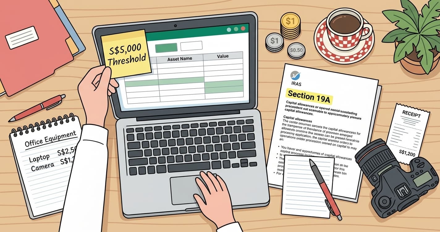 Deduções de Capital em Singapura: Abatendo Equipamentos como Freelancer (2026)